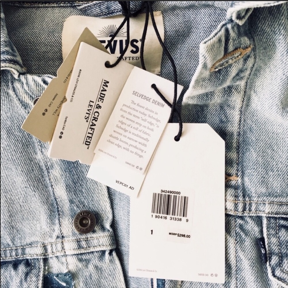NEW Levi’s Selvedge Light Wash Denim Jean Jacket - Picture 6 of 7